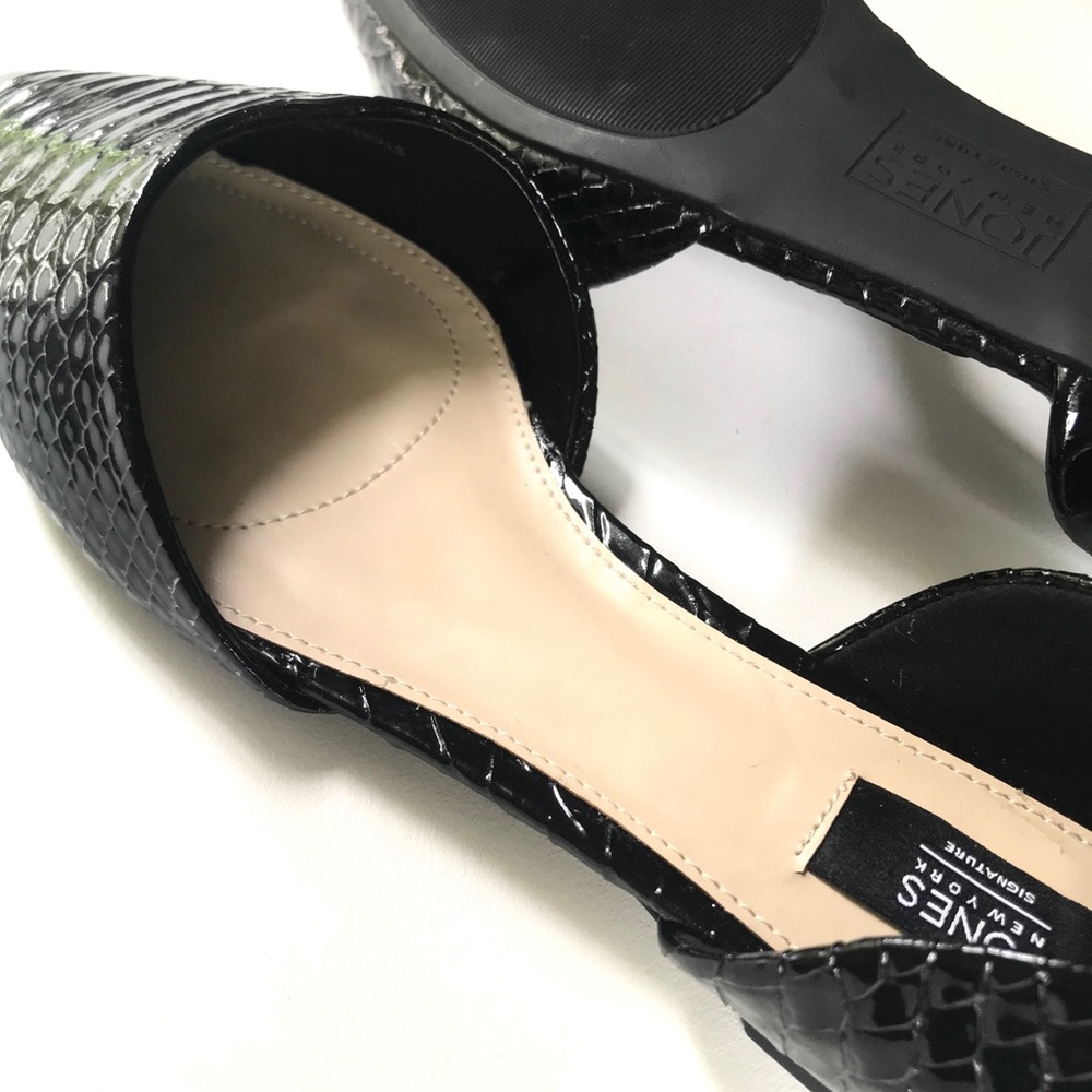 JONES NEW YORK Croc Point-Toe Flats Black 9.5 New - Picture 5 of 6